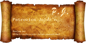 Petrovics Jolán névjegykártya